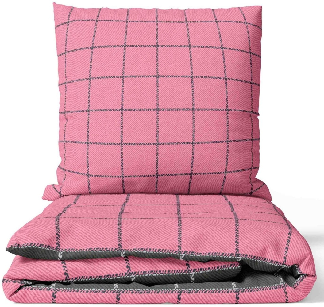 Leonado Vicenti Bettwäsche Baumwolle 135x200, 155x200, 155x220, 200x200, 200x220 oder 240x220, Renforcé, 2 teilig, kariert und zweifarbig mit Reißverschluss Bild 1