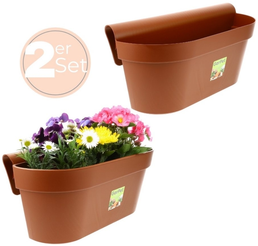 GarPet Balkonkasten 2x Geländerkasten Balkon mit Wasserspeicher Blumen Topf Kasten Bild 1