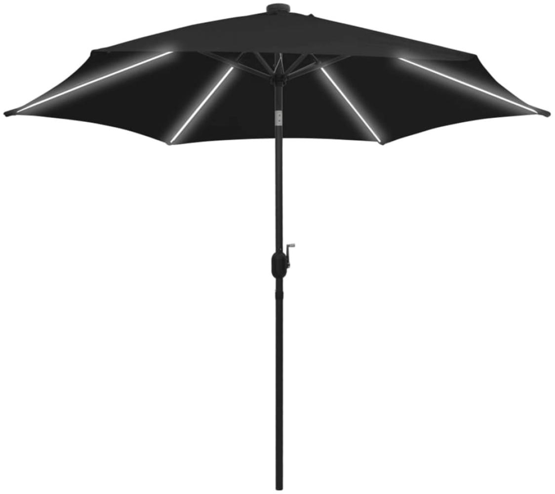 vidaXL Sonnenschirm mit LED-Beleuchtung und Alu-Mast 300 cm Schwarz 47366 Bild 1