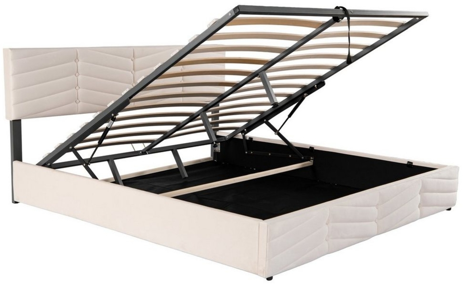 SOFTWEARY Polsterbett (Doppelbett mit Lattenrost und Bettkasten, 160x200 cm), gepolsterter Kopfteil höhenverstellbar, Bezug aus Samt Bild 1