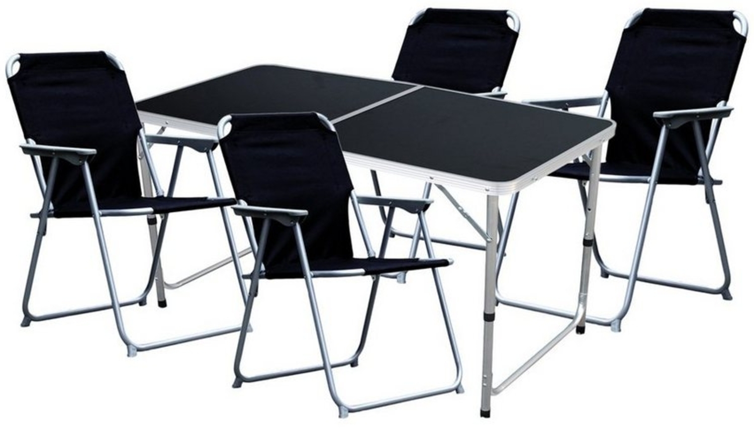 5-teiliges Campingmöbel Set Black Alu 120x60x58/70cm schwarz Bild 1