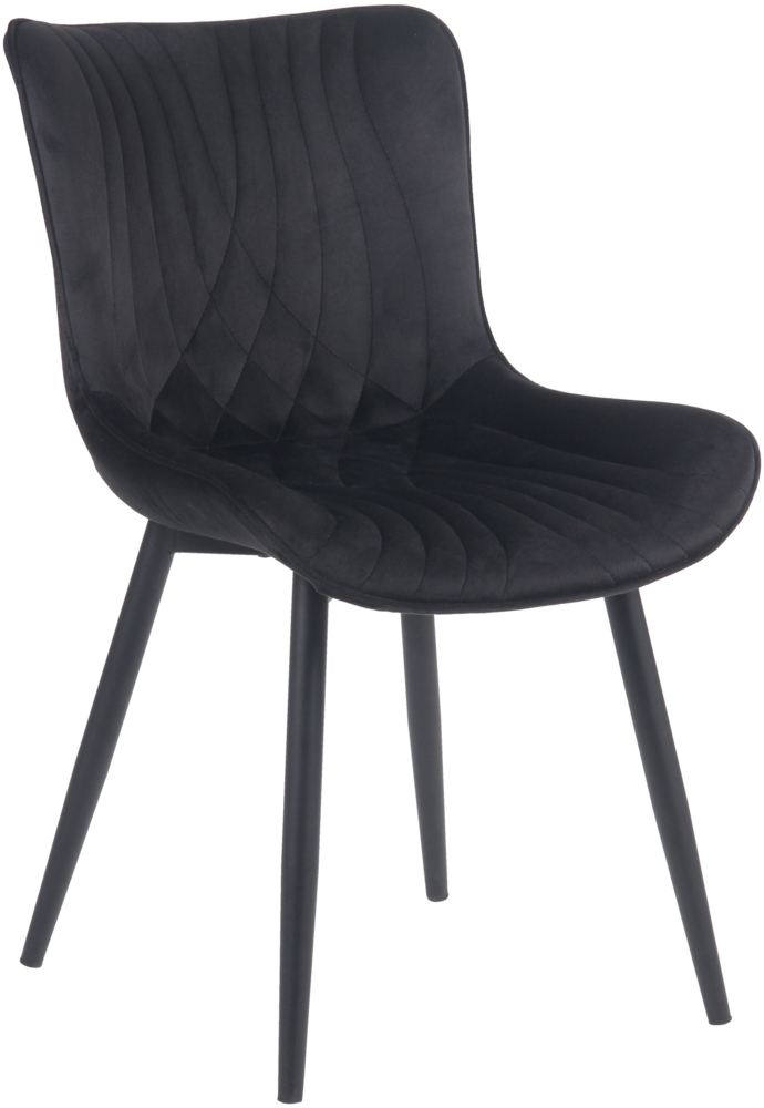 DELUKE® Stuhl KELCE Samt - 80,5x50x62cm, schwarz, Metall Gestell Stühle Esszimmerstühle Stuhl Esszimmer Esstisch Stühle Küchenstuhl Bild 1