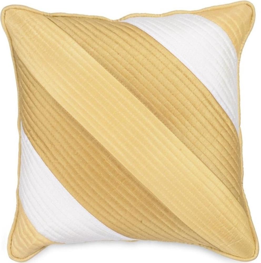 Beige Dekokissen aus Indische Dupion Seide mit Umrandung - 40 cm x 40 cm Bild 1