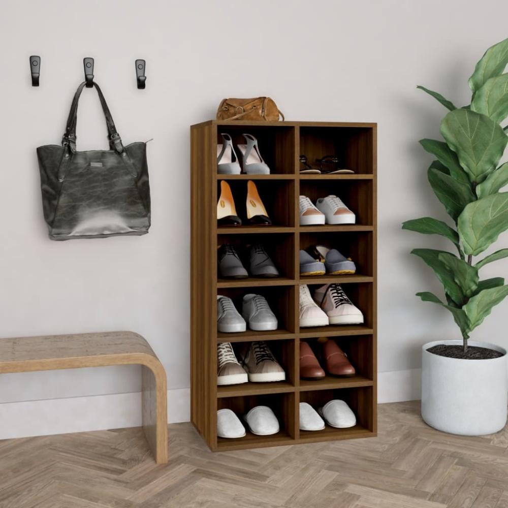 vidaXL Schuhregal Braun Eichen-Optik 54x34x100,5 cm Holzwerkstoff 815311 Bild 1