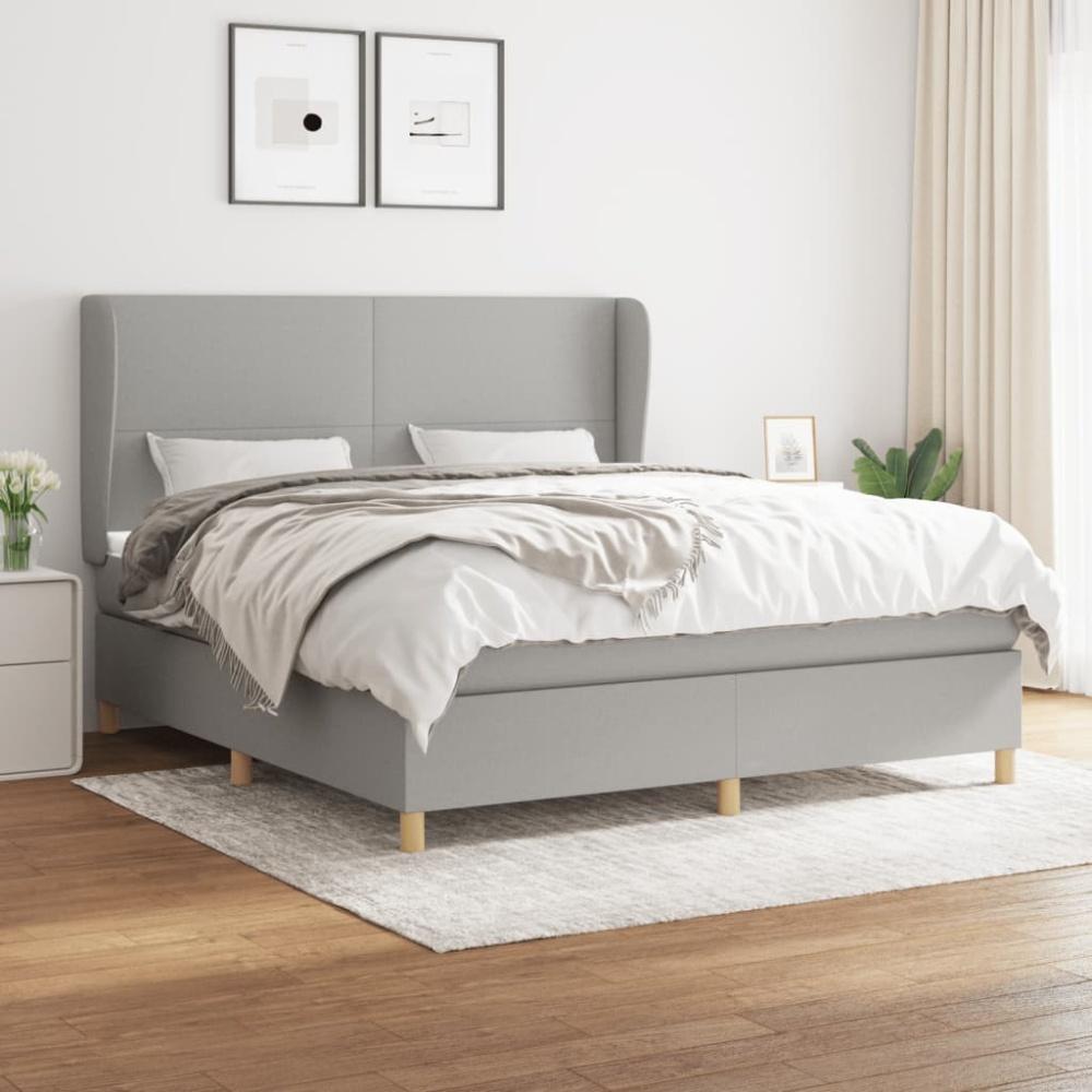 Boxspringbett mit Matratze Stoff Hellgrau 160 x 200 cm, Härtegrad: H2 [3128373] Bild 1