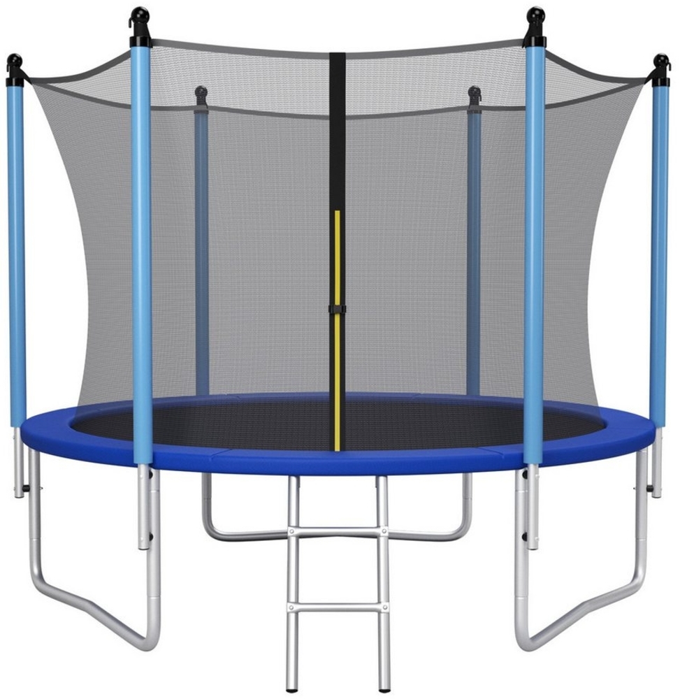 COSTWAY Trampolin mit Leiter Sprungmatte Sicherheitsnetz & Randabdeckung Trampolin Komplettset, Ø 244cm Bild 1