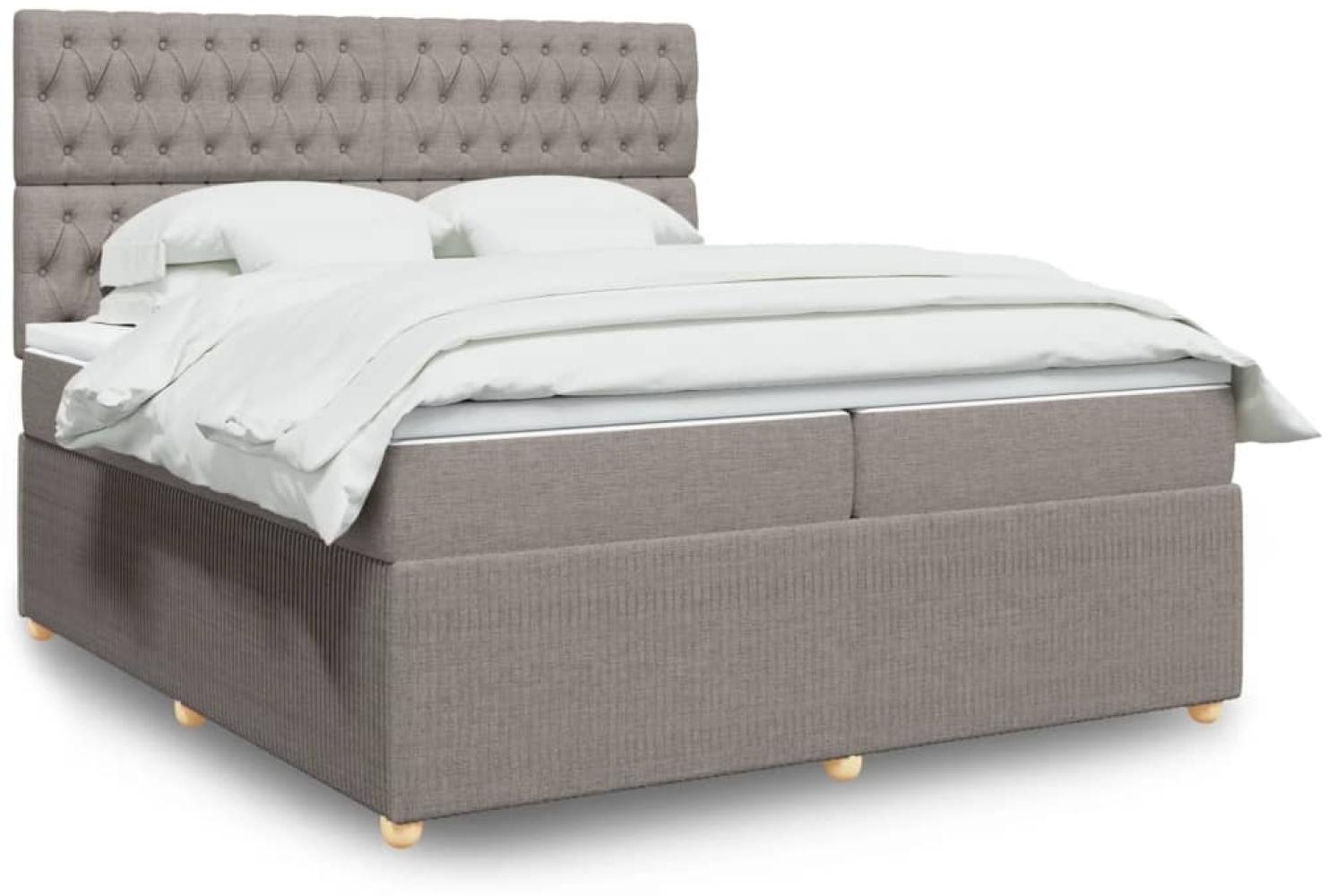 vidaXL Boxspringbett mit Matratze Taupe 200x200 cm Stoff 3292174 Bild 1