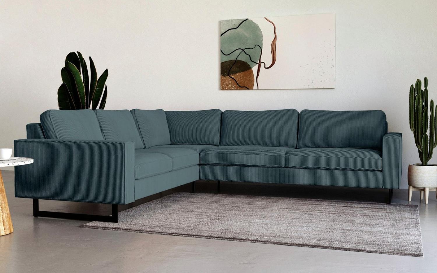 Places of Style Ecksofa Pinto, 250/290 cm, langer Schenkel, XXL, Ottomane, Cord, Feincord, Luxus-Microfaser Leder und Chenille Bild 1