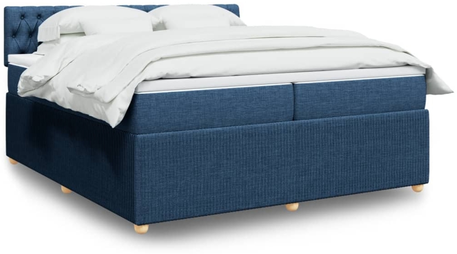 vidaXL Boxspringbett mit Matratze Blau 200x200 cm Stoff 3287576 Bild 1