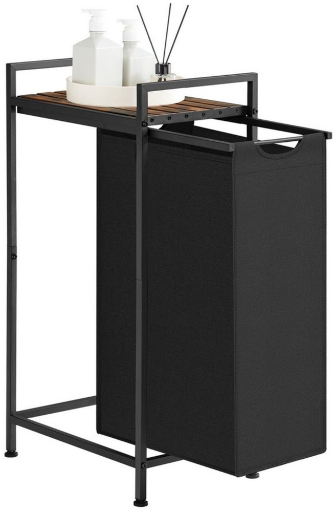 Vasagle Wäschekorb, Wäschesammler mit Ablage, Wäschebox, Wäschesack aus Oxford-Gewebe ausziehbar abnehmbar, Metallrahmen Bild 1