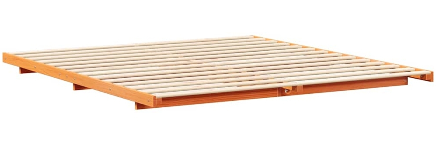 vidaXL Bodenbettgestell Wachsbraun 180 x 210 cm Massivholz Kiefer 873117 Bild 1