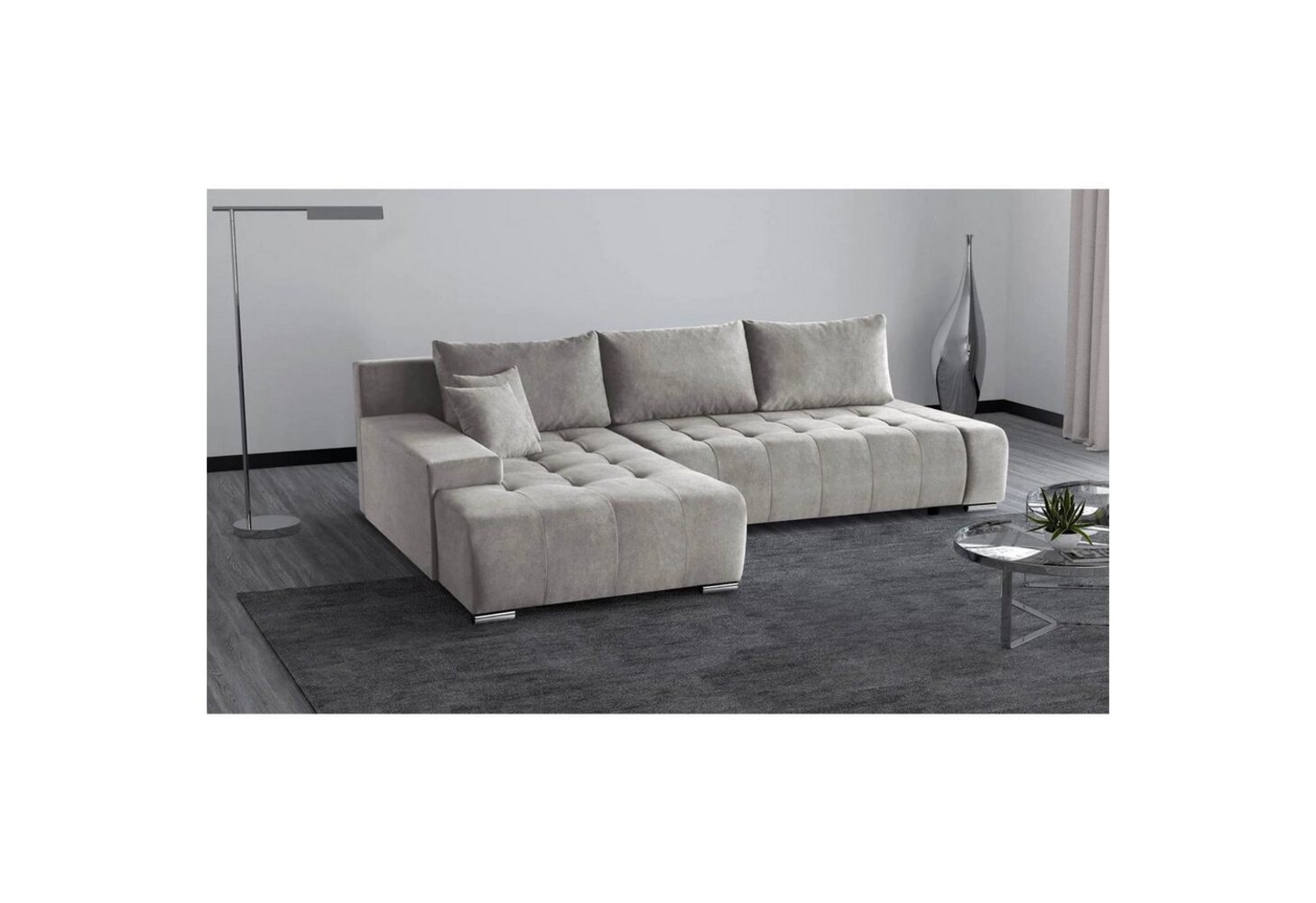 Beautysofa Ecksofa DRACO mit Schlaffunktion, mit Bettkasten, Ecke mit Einfügung Bild 1