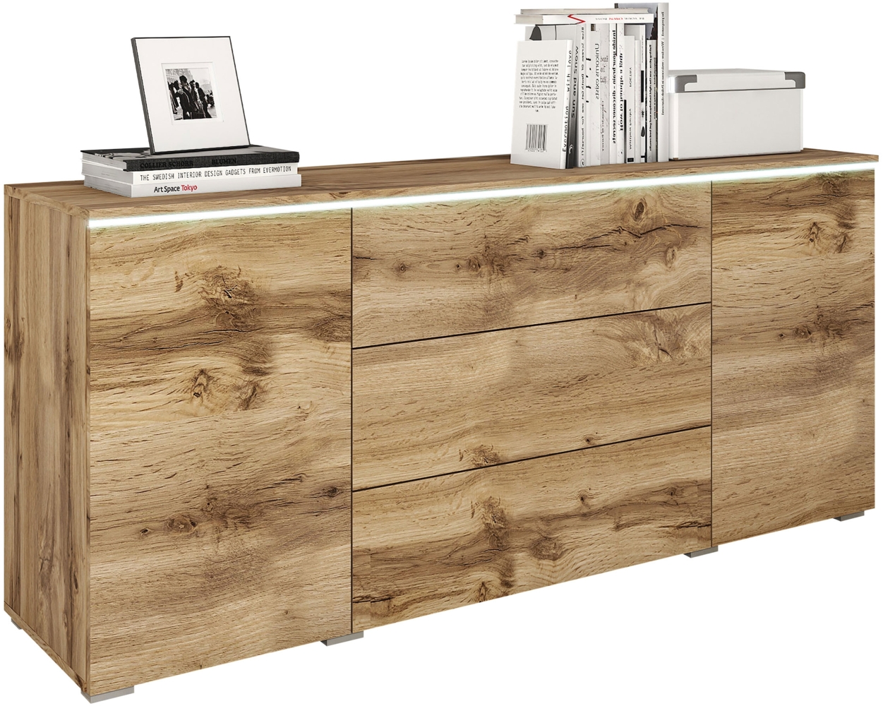 Kommode Doppo 150 (Farbe: Wotan, mit weißer LED Beleuchtung) Bild 1