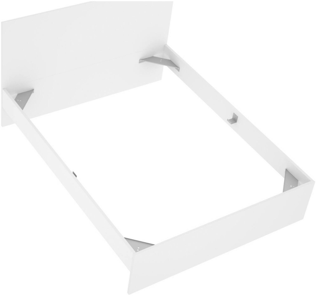 Dmora DoppelbettLupit, Struktur des Container-Betts, Sommier mit Verkleidung, Matratzenhalterstruktur, 266x205 h100 cm, Weiß Bild 1