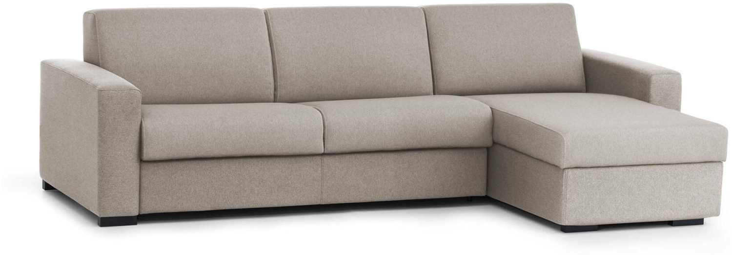 Dmora Schlafsofa mit Halbinsel Allegria, drehbares Sofa zum Öffnen, umkehrbare Stauraumhalbinsel, schmale Armlehnen, 100 % Made in Italy, 260 x 95 x 90 cm, Taubengrau Bild 1