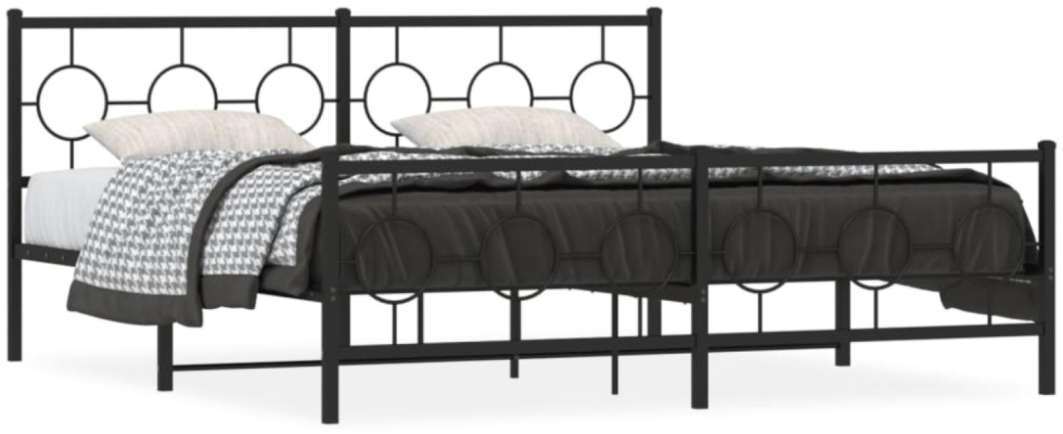 vidaXL Metallbett ohne Matratze mit Fußteil Schwarz 180x200 cm 376248 Bild 1