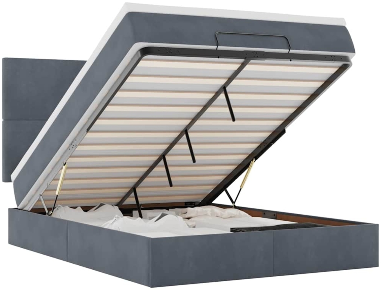 vidaXL Ottoman-Bett mit Matratzen Dunkelgrau 140x200 cm Samt 3313404 Bild 1