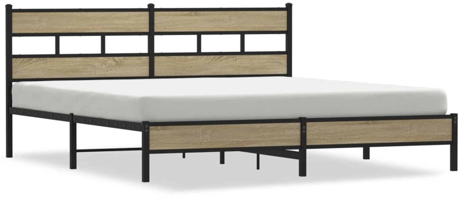 vidaXL Metallbett ohne Matratze Sonoma-Eiche 180x200 cm 3308495 Bild 1