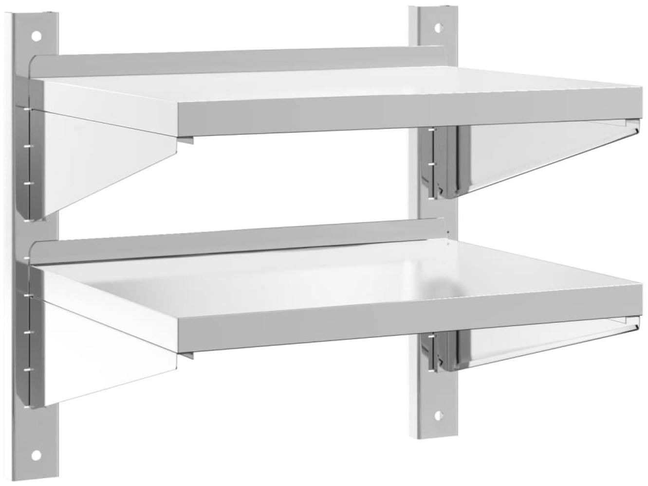 vidaXL Wandregal mit 2 Böden 50x40x48 cm Silbern Edelstahl 30315 Bild 1