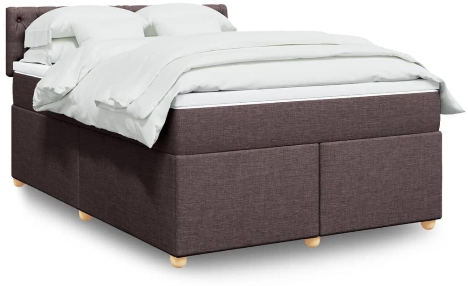 vidaXL Boxspringbett mit Matratze Dunkelbraun 140x200 cm Stoff 3289013 Bild 1