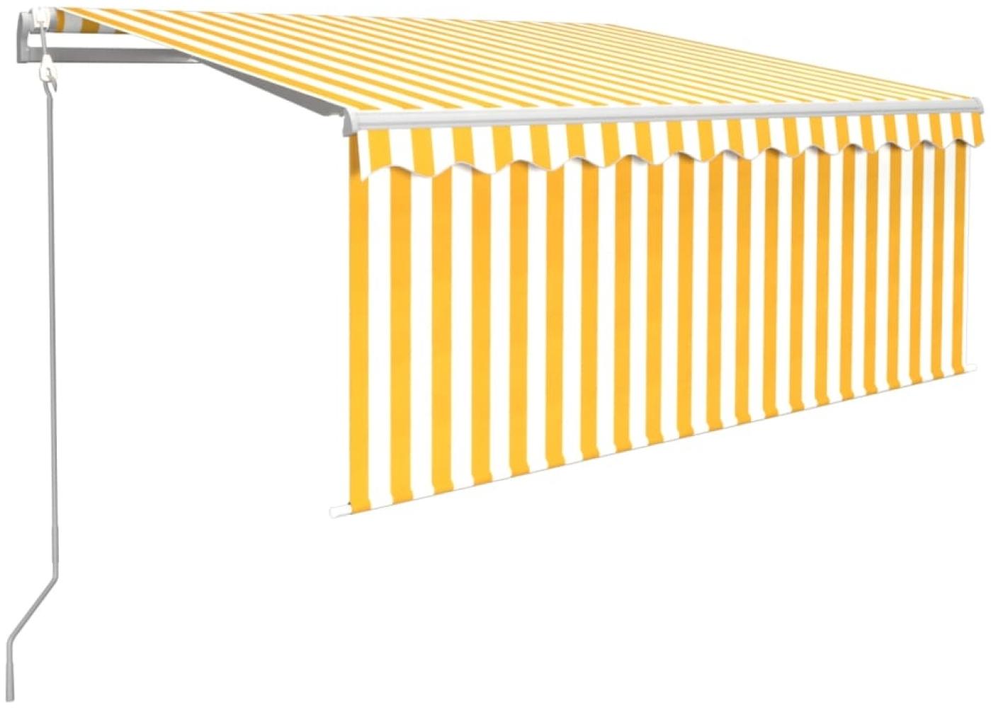 vidaXL Markise Automatisch Einziehbar mit Volant 3,5x2,5 m Gelb & Weiß 3069288 Bild 1