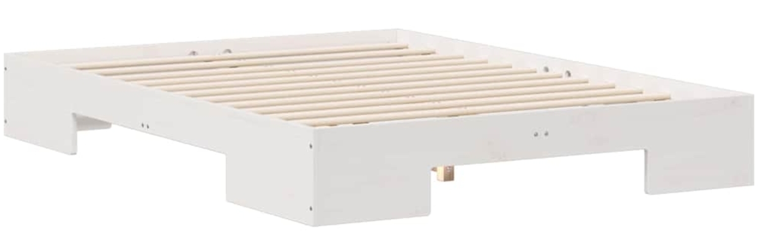 vidaXL Bodenbettgestell Weiß 135 x 190 cm Massivholz Kiefer 873038 Bild 1