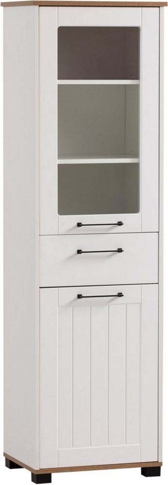 Schildmeyer Jelda Hochschrank 701895, matt weiß/Eiche Landhaus Dekor, 52,3 x 41 x 177,4 cm Bild 1