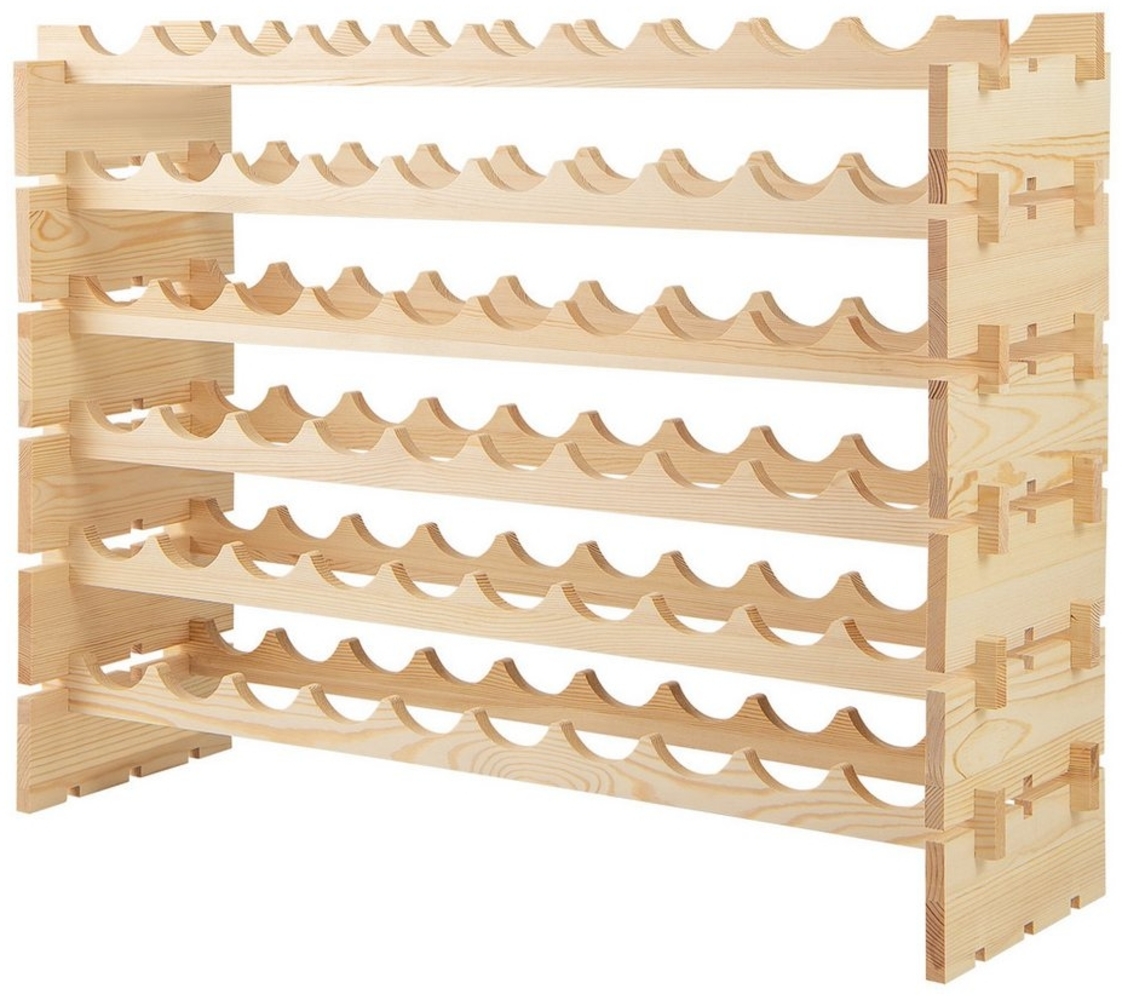 COSTWAY Weinregal, Holz stapelbar, Flaschenregal für 60 Flaschen, 6 Ebenen Bild 1