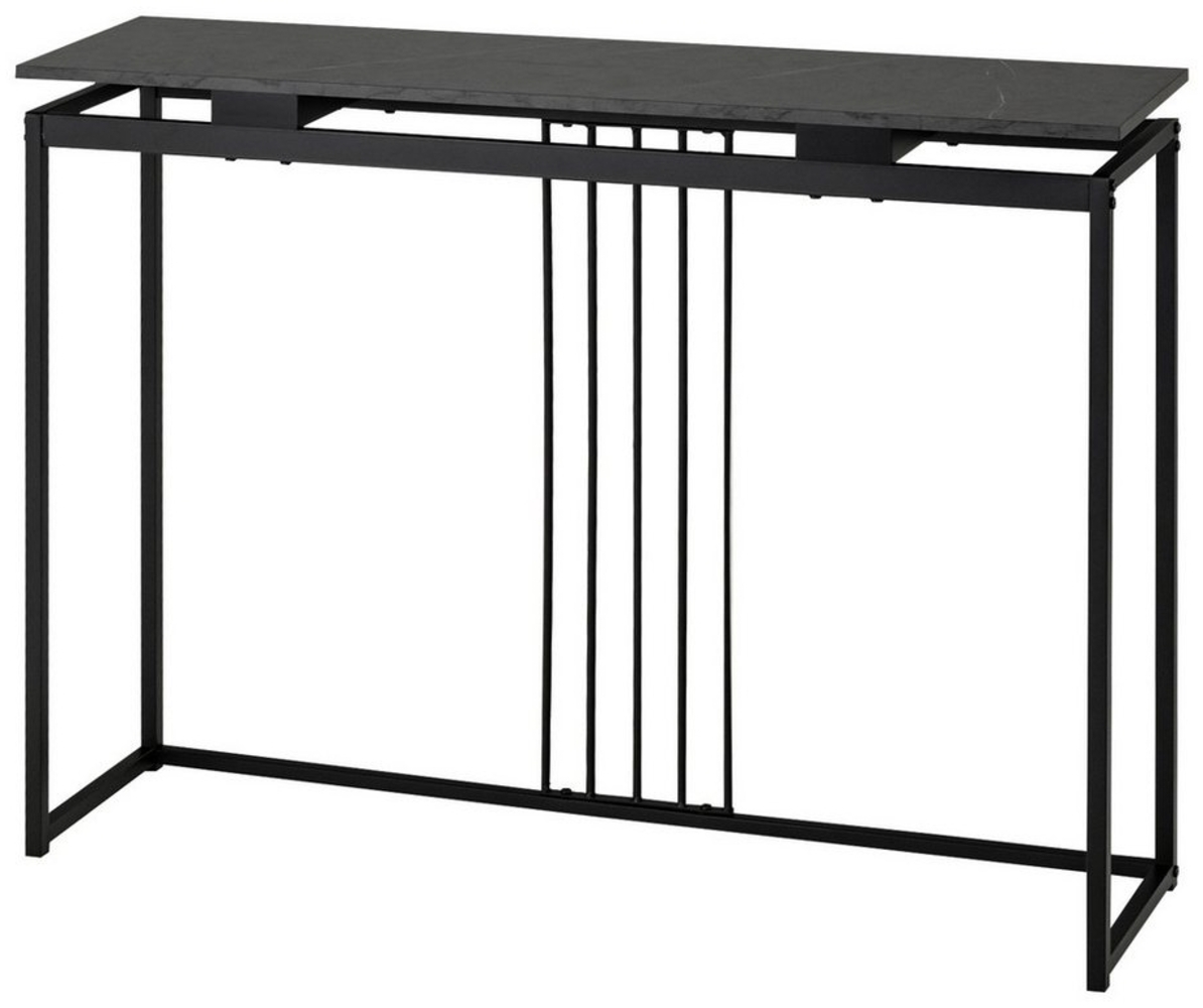 COSTWAY Konsolentisch Marmoroptik, schmal, Metallgestell, schwarz, 120x30x90cm Bild 1