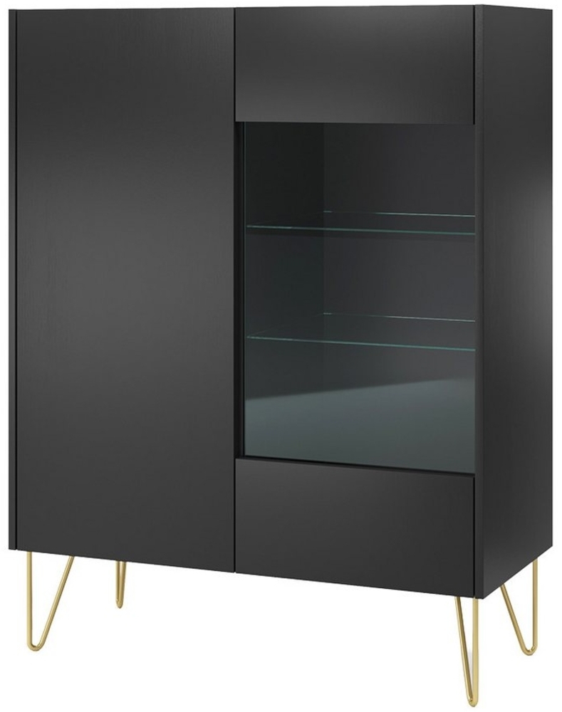 Lomadox Highboard HERMOSILLO-160, Vitrinenschrank Hochkommode, graphit, Oberboden mit Marmoroptik Bild 1