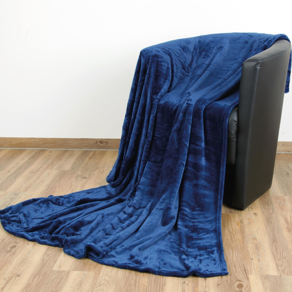 Kuscheldecke Wohndecke "Celina" - hochwertige Flauschige Decke, 90 x 140 cm - Blau Bild 1