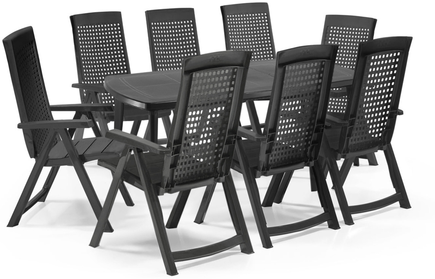 Shaf Milano 9-tlg. Outdoor-Essgruppen-Set | Atlantic Esstisch | Klappstuhl anthrazit | Wetterfest | Klappsessel Bild 1