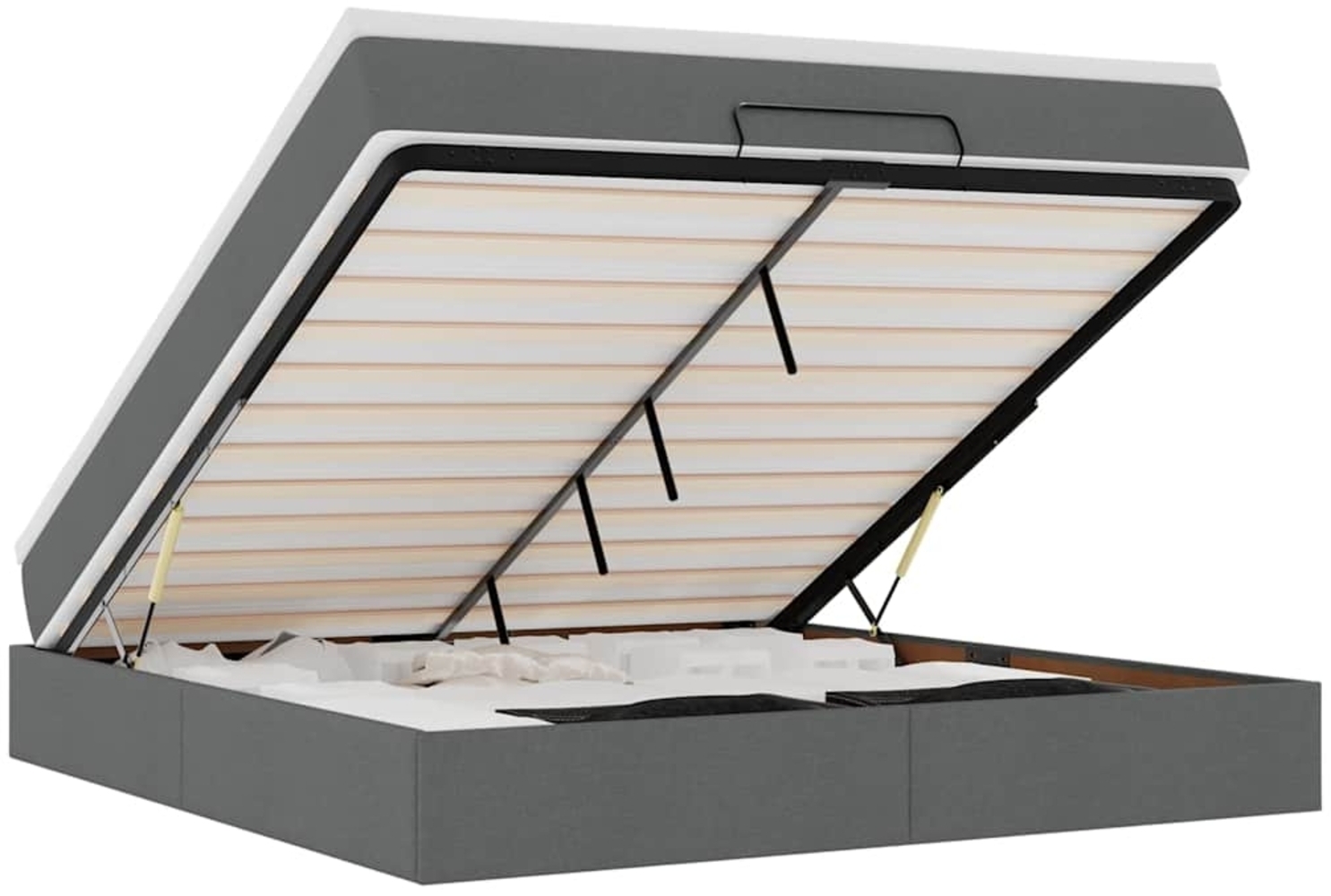 vidaXL Ottoman-Bett mit Matratze Dunkelgrau 180x200 cm Stoff 3311128 Bild 1