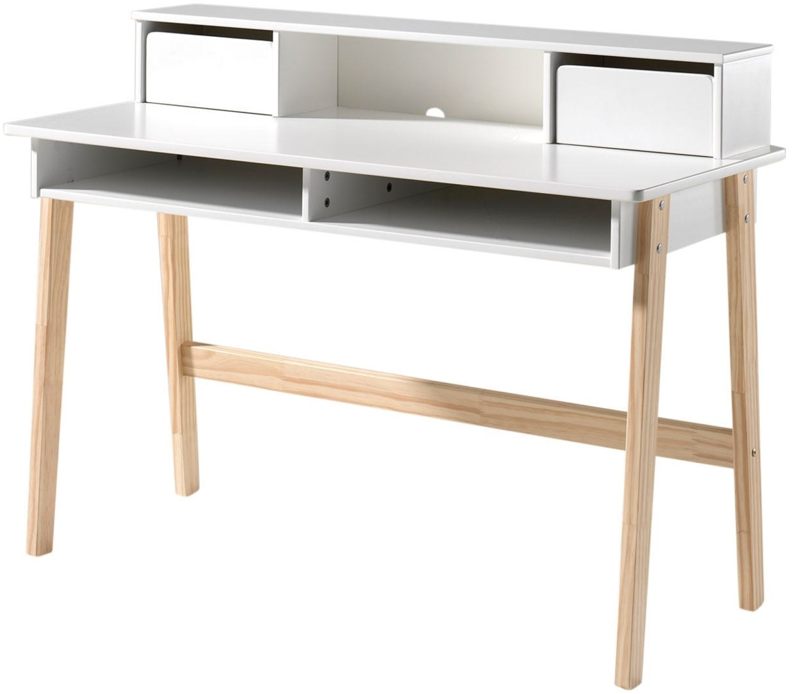 Schreibtisch Karilynn 120x60x87 MDF+Massivholz Weiß Bild 1