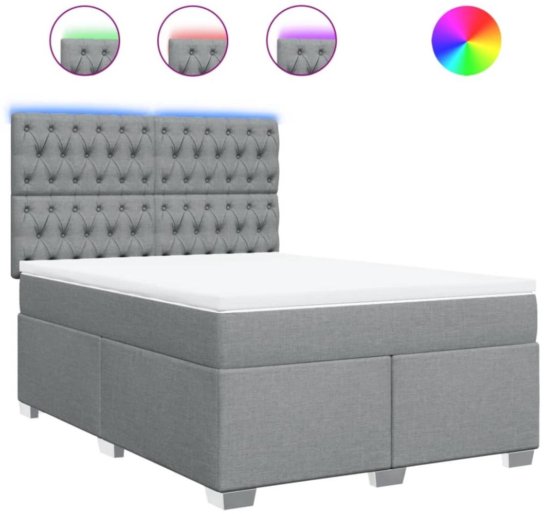 vidaXL Boxspringbett mit Matratze Hellgrau 140x190 cm Stoff 3292790 Bild 1