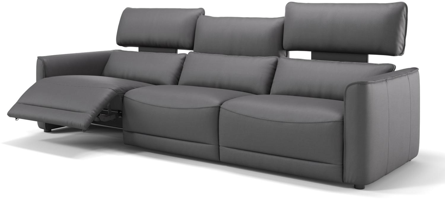 Sofanella Dreisitzer GALA Leder XXL Couch in Grau S: 222 Breite x 101 Tiefe Bild 1