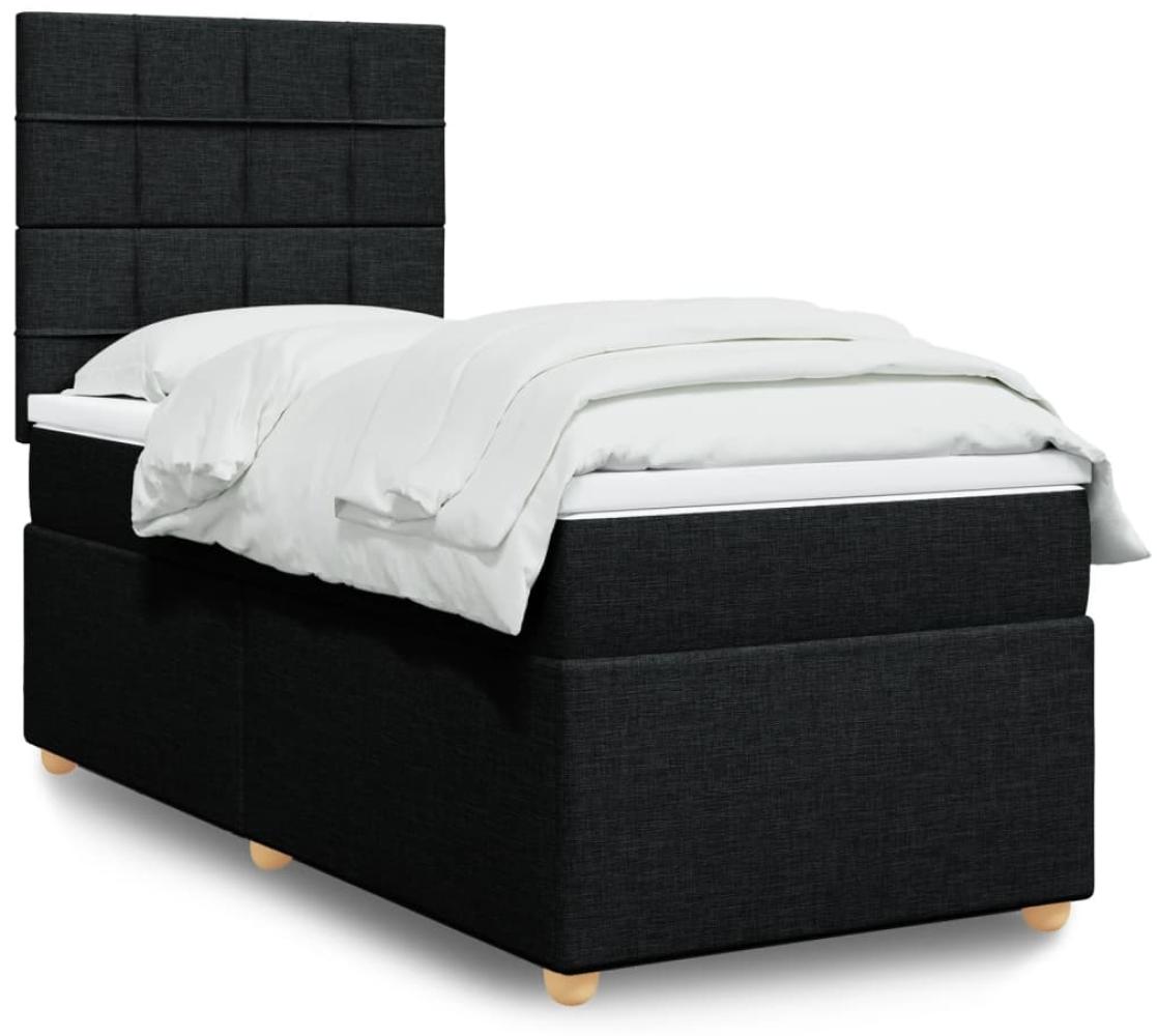 vidaXL Boxspringbett mit Matratze Schwarz 100x200 cm Stoff 3293493 Bild 1