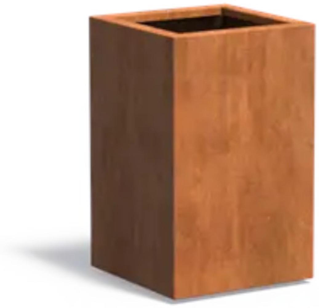 Adezz Pflanzgefäß Carrez Standard Quadrat aus Corten-Stahl Pflanzkübel Größe 50x50x80 cm Bild 1