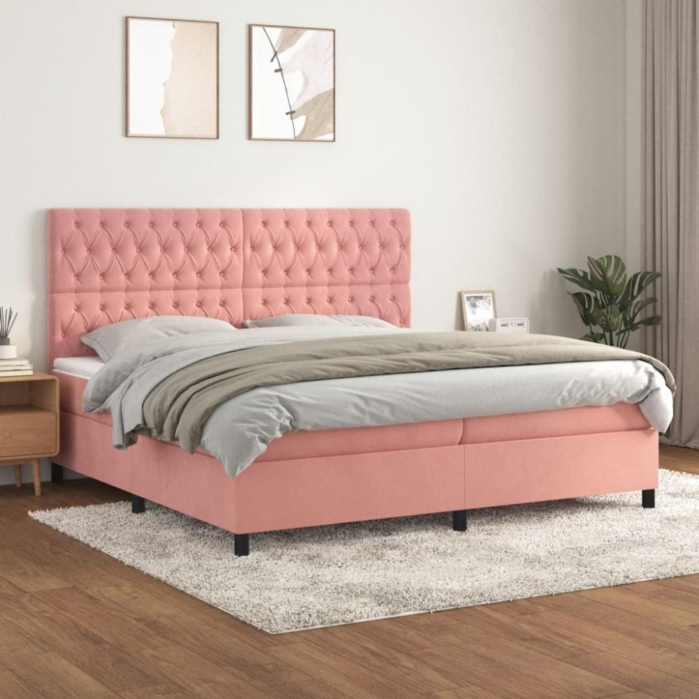 vidaXL Boxspringbett mit Matratze Rosa 200x200 cm Samt 3143228 Bild 1