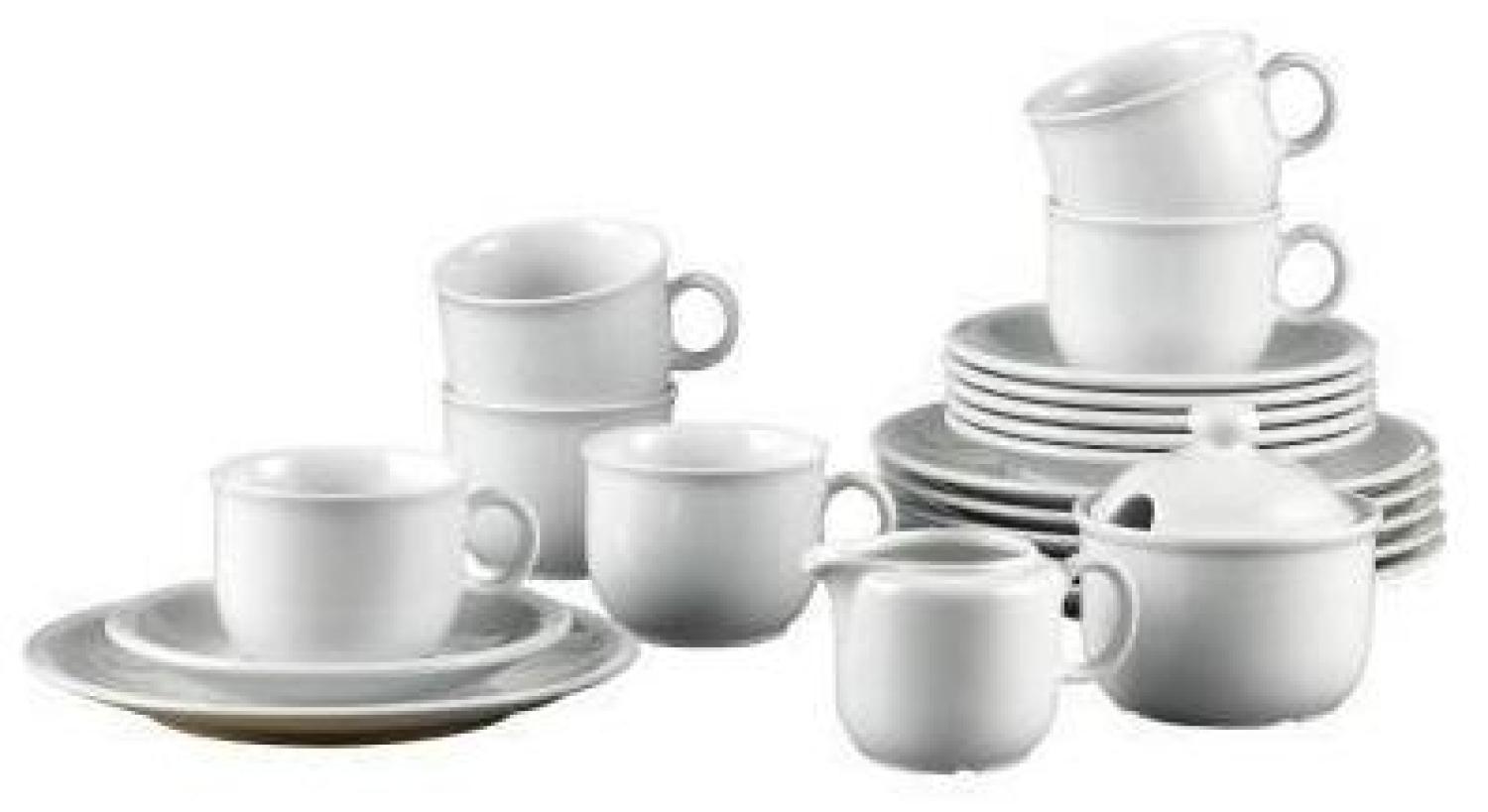 SELTMANN WEIDEN Kaffeeservice Compact 6 x Tassen Untertassen Kuchenteller 1 x Zuckerdose 1 x Sahnegießer Porzellan weiß 20 St./Pack. Bild 1