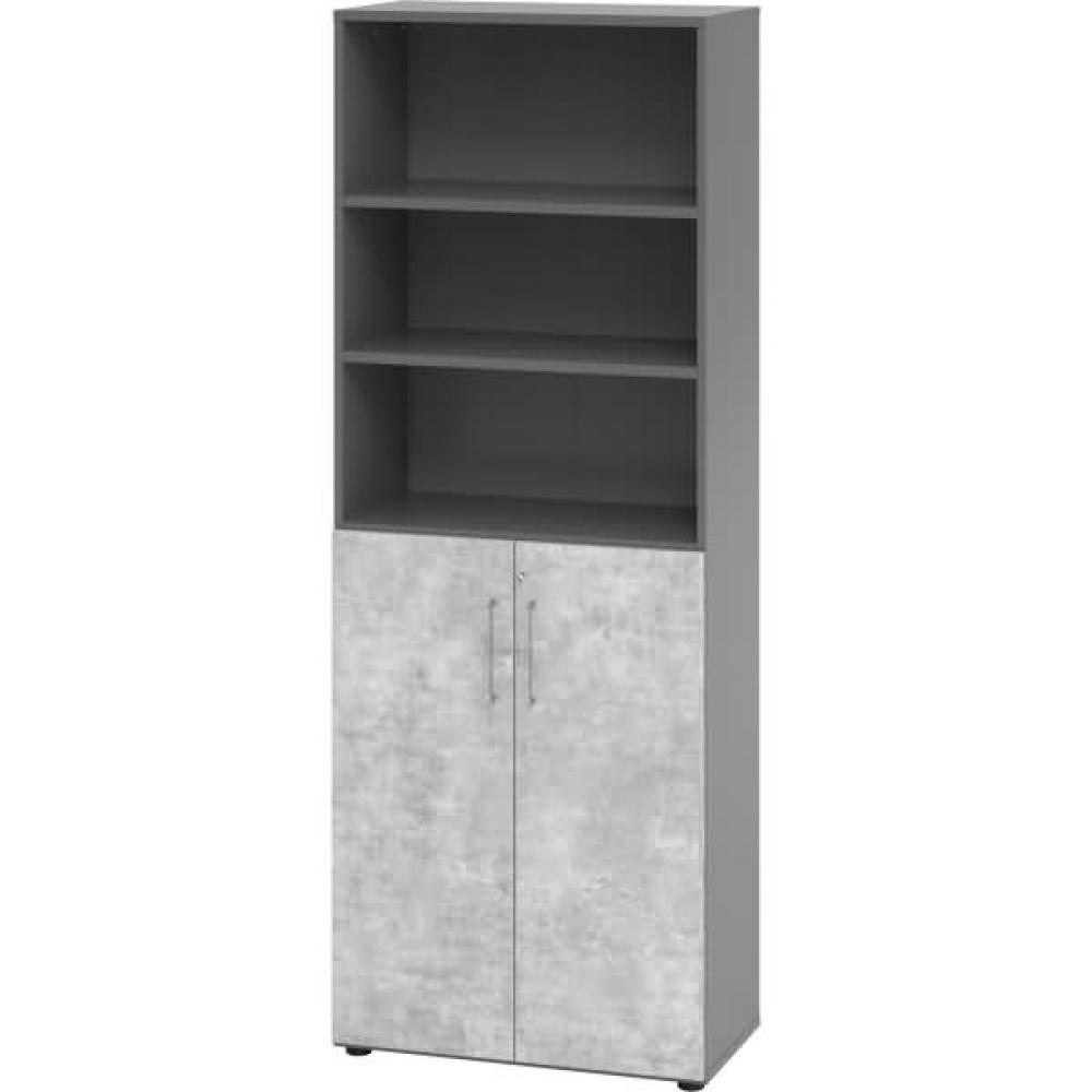 Schrank 6OH /3OH Türen BxTxH 80x42x215,6cm Griff BS Graphit Bild 1