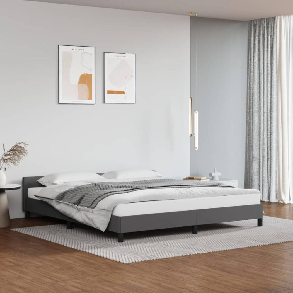 vidaXL Bettgestell mit Kopfteil ohne Matratze Grau 160x200 cm 347511 Bild 1