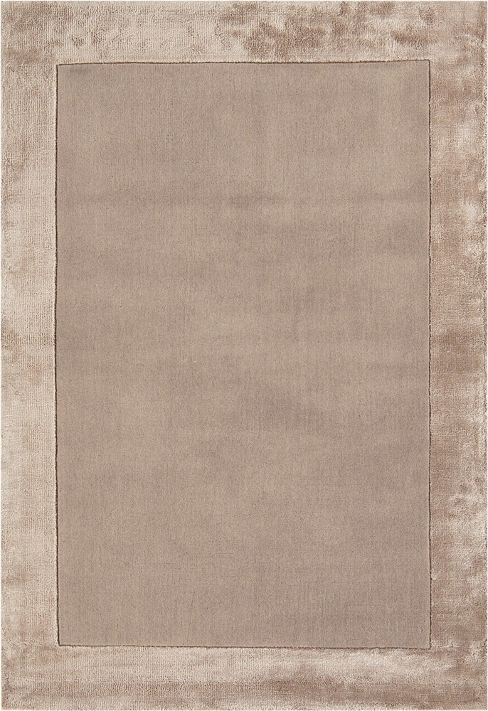 Wohnzimmerteppich Wolle | Großer handgeknüpfter Teppich | Viskose-Einfassung | Einfarbig Beige 200x290 cm | TYNE von KADIMA DESIGN Bild 1