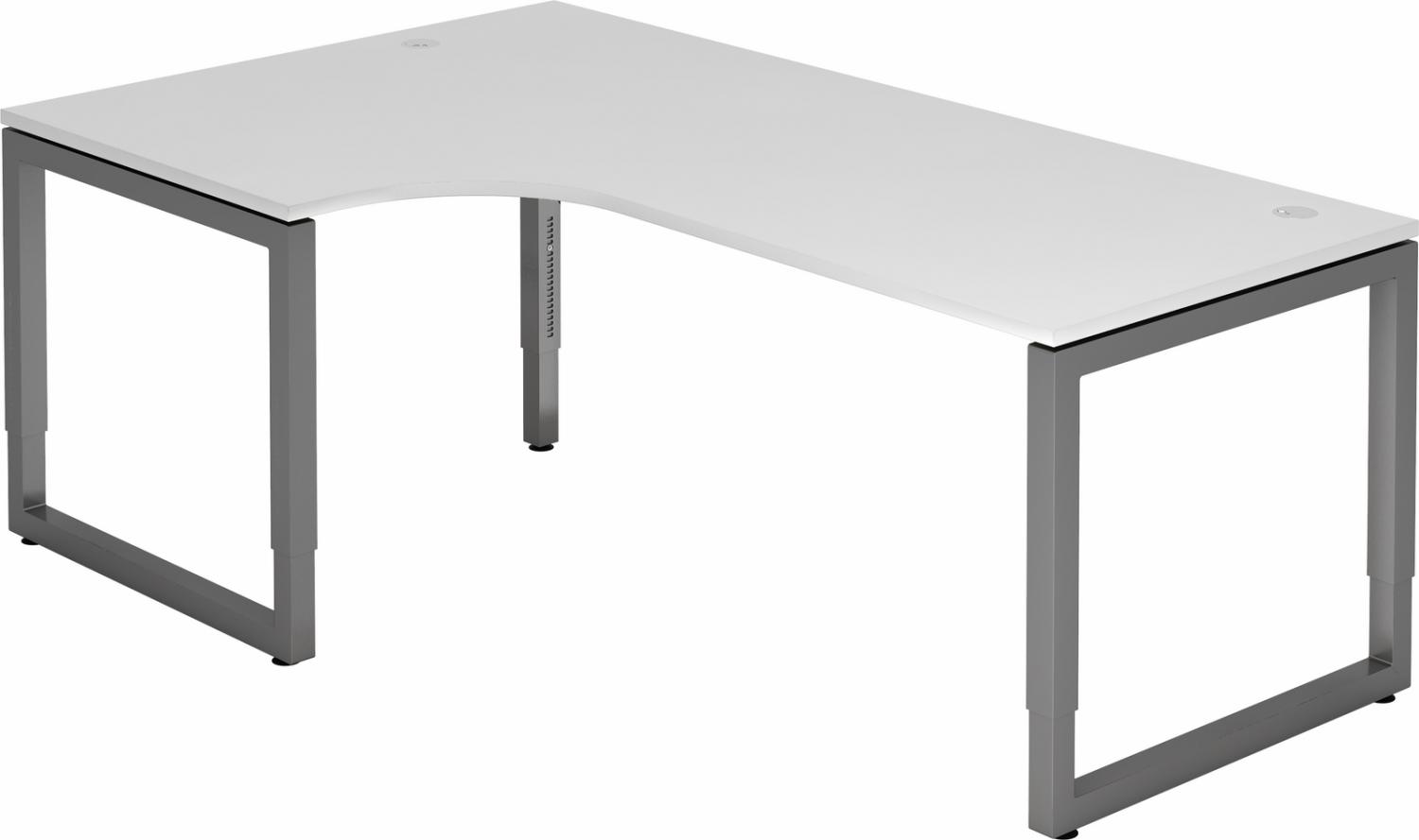 bümö höhenverstellbarer Eckschreibtisch R-Serie 200x120 cm in weiß, Gestell in Graphit - Schreibtisch L Form, großer Tisch für's Büro, Computertisch höhenverstellbar, RS-82-W-G Bild 1