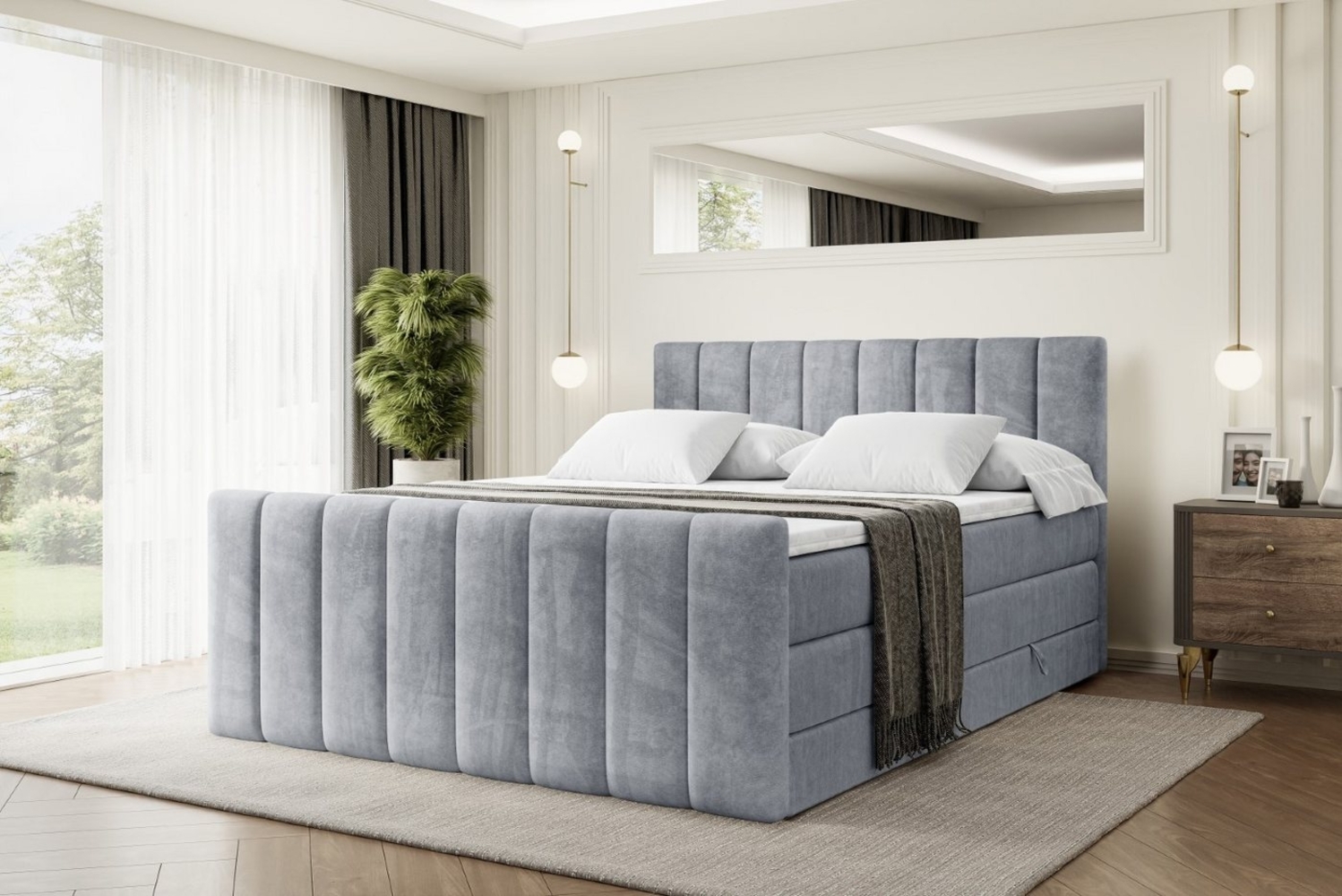 ALTDECOR Boxspringbett OTTA-Z KING (Multipocket-Matratze H4, H3 Matratze Bonellfederung, Topper, Kopfteil), Doppelbett mit Fußteil Bild 1