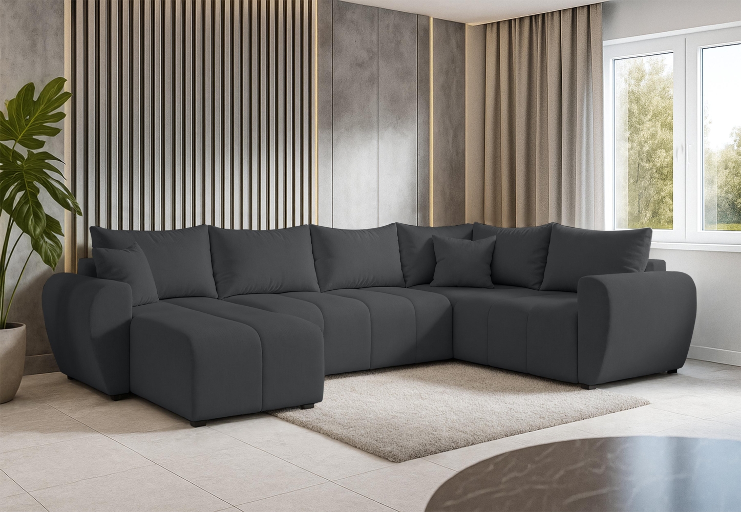 AX LIVING Malatya U XL Wohnlandschaft U Form XXL Ecksofa Dunkelgrau R Bild 1