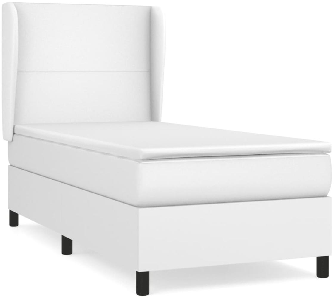 vidaXL Boxspringbett mit Matratze Weiß 90x200 cm Kunstleder 3128890 Bild 1