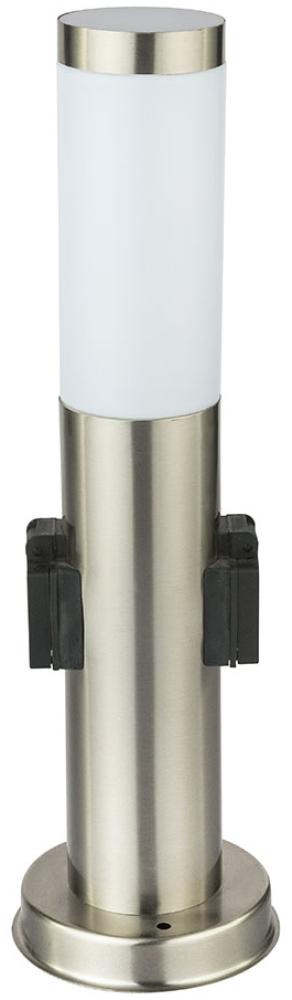 Stehlampe, 2x Steckdose, Edelstahl, H 45 cm, BOSTON Bild 1