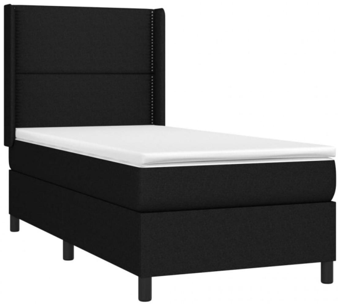 vidaXL Boxspringbett mit Matratze & LED Stoff Schwarz 80 x 200 cm, Härtegrad: H2 [3138191] Bild 1