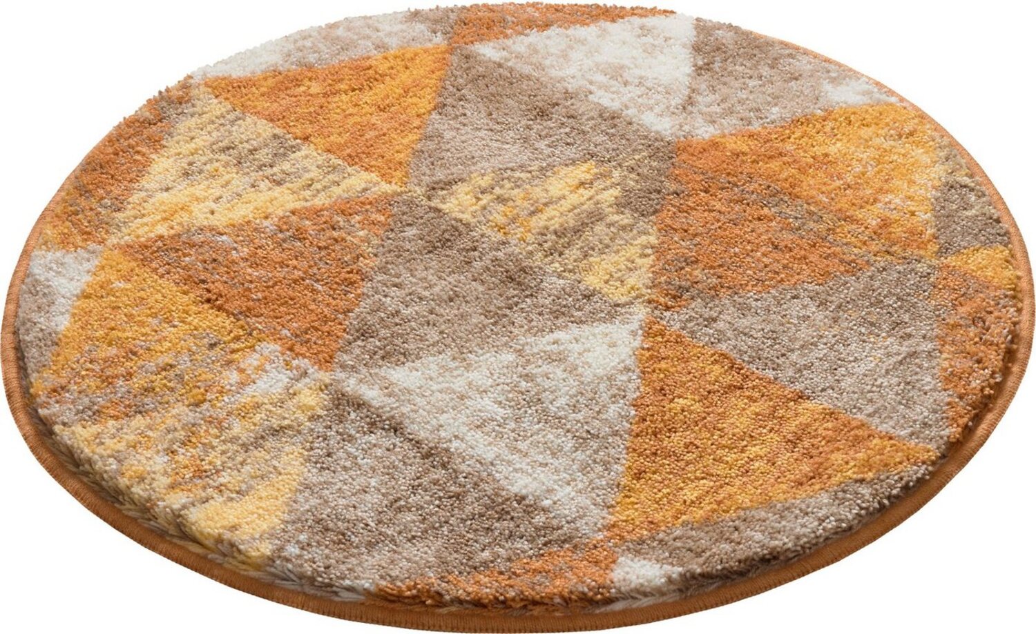Grund Badematte Curati, Höhe 20 mm, rutschhemmend beschichtet, fußbodenheizungsgeeignet, strapazierfähig, Polyacryl, rund, flauschige Oberfläche, Made in Europe, geometrisches Muster Bild 1